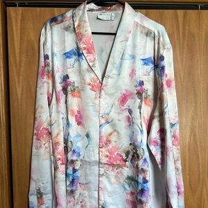 ASOS- Satin Men Floral Print Long Sleeves Shirt 2XL